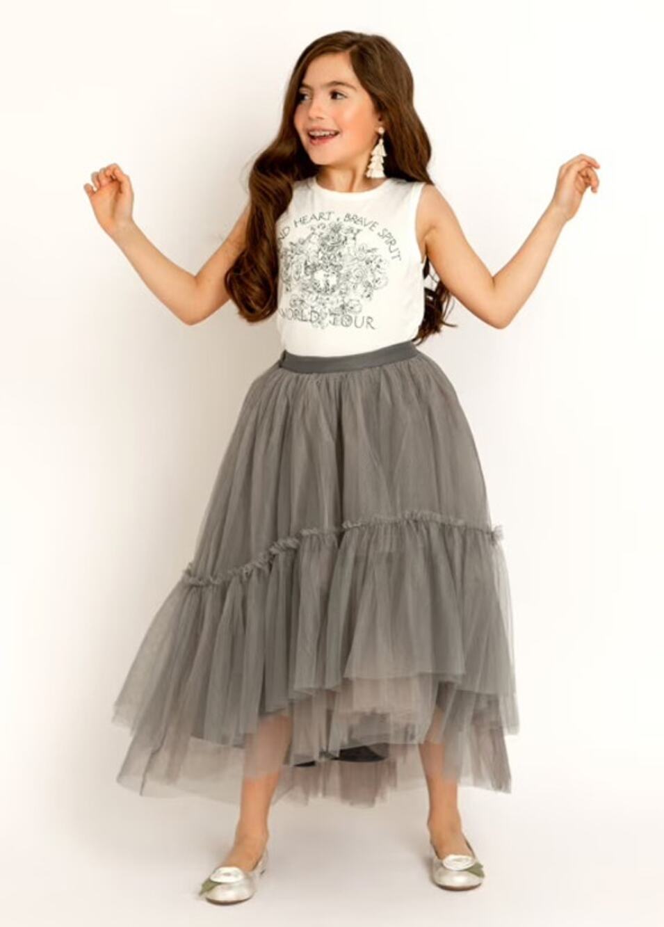 Joyfolie Mia Joy Brigitte Skirt in Gray Girl’s Size 12